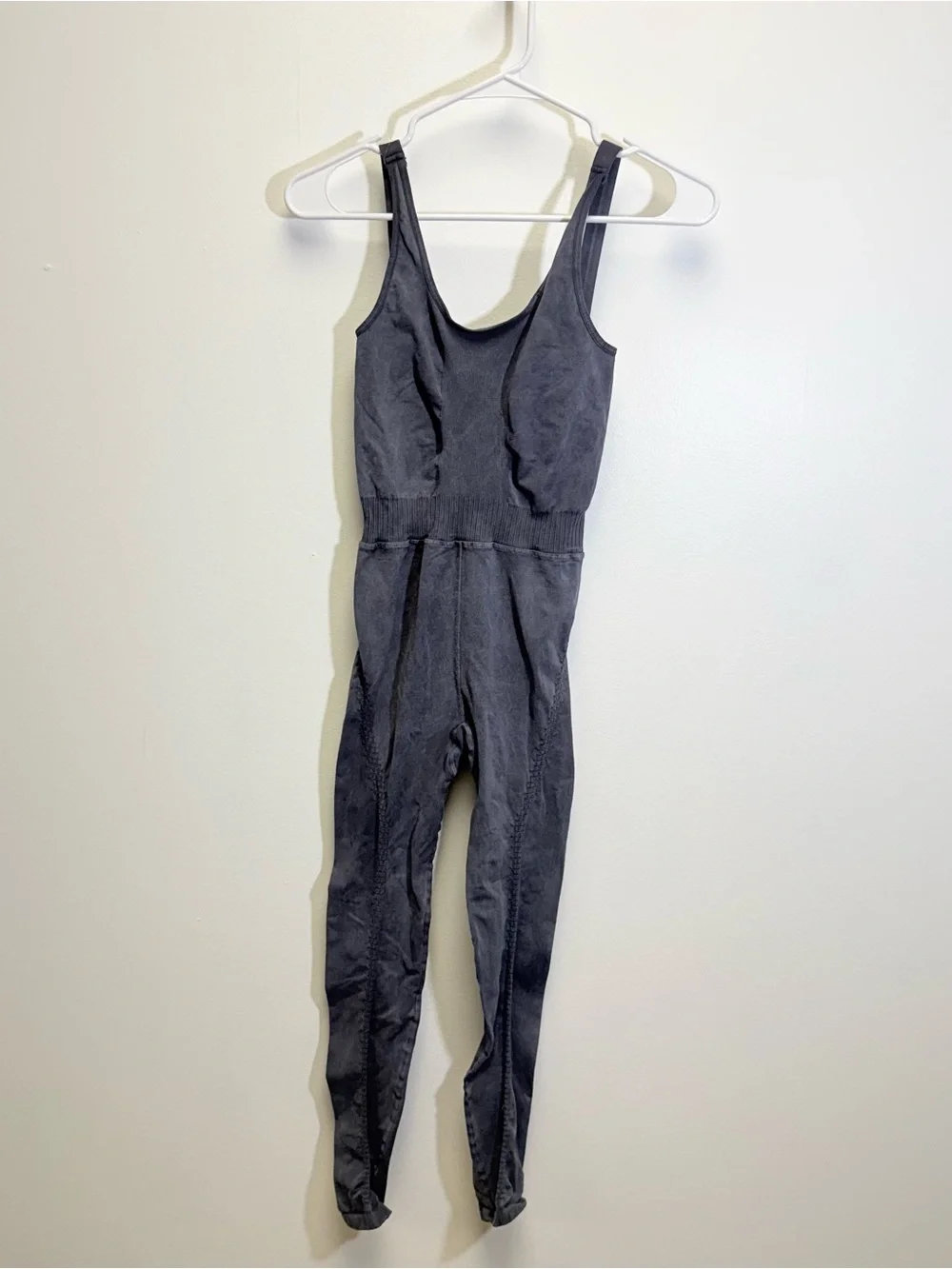 Free People Movement Good Karma Acid Washed Black Cross Back Onesie XS Small